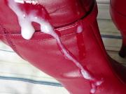 Cum in Red Ankle Boots
