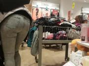 Tight Jeans ass bend over bikini shopping