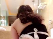 office asian playing alone