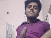 Indian twink Athul 20 jerking his big Desi cock