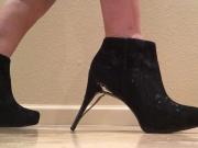 Busting a heel on Cum Covered Booties