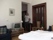 Old couple have fun with a stranger in hotel