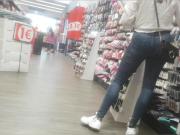 Sexy tight milf ass in jeans shopping little bend