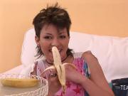 She loves teasing by masturbating with a banana