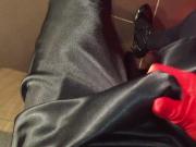 CD Cums in Shiny Satin Skirt POV