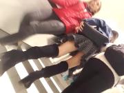 Teen upskirt long legs in long boots