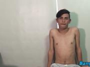 Bareback banged twink sucking two hard daddy dicks