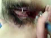 Wifes beautiful hairy cunt in closeup view