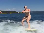 Chelsea Handler topless water skiing