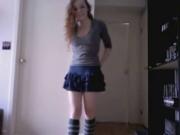 Amateur skinny brunette striptease