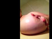 Sexy BBW fondles boobs in bath
