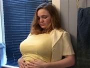Huge tits rubs pussy