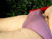 Wearing only my panty in my backyard 1