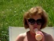 nice mature white stocking outdoor masturbate