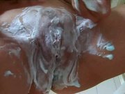 shaving my foamy pussy