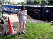 Flashing in a riverside pub garden