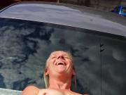 Sexy wife on car bonit