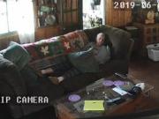 mature caught masturbating on the couch - hacked IP cam