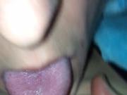 She sucks her boobs like slut and play with her pussy