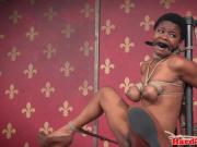 Ebony sub ball tied and gagged by maledom