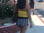 CHEEKY Latina teen slut in pattern shorts