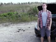 Tied up twink faced with massive dick that bangs him