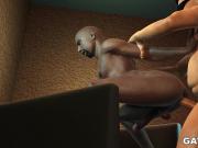 Crooked 3D cop fucks an ebony stud's ass