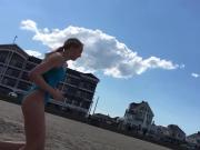 Teen girls running on beach