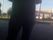 Round ass candid in bus stop