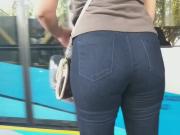 Candid butt blonde in jeans