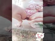 Amateur slut pissing outdoors