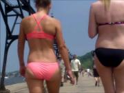 Candid Beach Bikini Ass Butt West Michigan Booty Pink