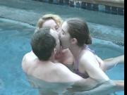 threesome by the pool