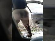 BBW Getting Dress After Car Sex