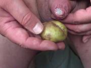 Potato in cum foreskin