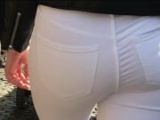 White Jeans with Micro White Thong