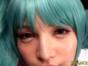 Blue haired Hatsune Miko creampied