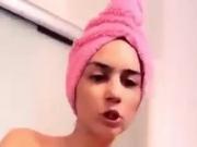 Super hot brunette right out of the shower