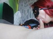 Masked redhead wife suck