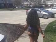 Ebony booty clapping while she walking
