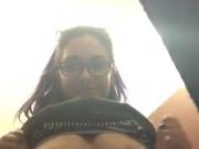 Sexy Aymee In the school bathroom flashin her boobs and ass