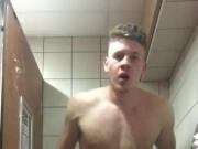 Chav lad wankin in gym showers