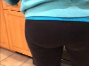 Nice blonde girl candid ass in the kitchen