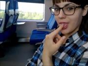 Public Deep Blowjob in the Train