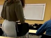 Teen in class eating pants
