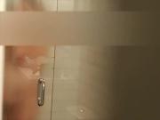 spy shot BBW wife in Air BnB shower