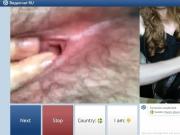 chatroulette - hairy pussy using sex toys both cum