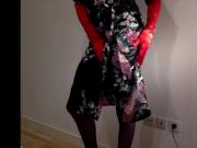 Huge satin bulge and high heels