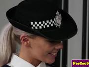 British police babe jizzed on face after bj