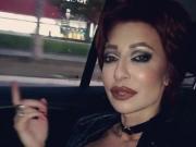 Slutty MILF showing her stockings in taxi